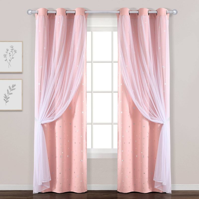 Star Sheer Insulated Grommet Blackout Window Curtain Panel Set - Lush Décor, 1 of 10