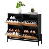 Shoe Cabinet Storage for Entryway, Rattan Shoe Cabinet with 4 Flip Drawers, Freestanding Shoe Storage Organizer - 3 of 4