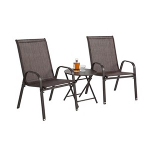 Maliang 3 Piece Patio Set, Outdoor Camping Chairs With Breathable Textilene Fabric, Folding Table With Steel Table Top - 1 of 4