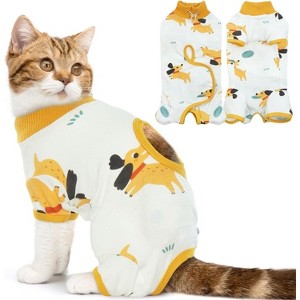 Cat Surgery Recovery Suit Female Male Soft Onesie, Abdominal Wounds Anti-Licking Pajama for Small Pets, Kitten Surgical Collar Cone Alternative Shirt - 1 of 4