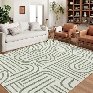 Modern Area Rug for Living Room, Vintage Low Pile Floor Rug with Non Slip Backing, Washable Stain Resistant Carpet for Dorm Office - 1 of 4