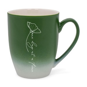 Elanze Designs One Day At A Time Two Toned Ombre Matte Green and White 12 ounce Ceramic Stoneware Coffee Cup Mug - 1 of 4