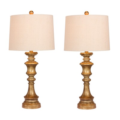 2pk Pedestal Base Metal Table Lamps In Plated Antique Gold/brass - Fangio  Lighting : Target