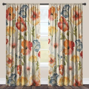 Laural Home Multi Watercolor Poppies 84" Sheer Window Panel, 1pc - 1 of 1