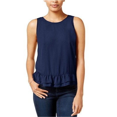maison Jules Womens Ruffled Hem Tank Top