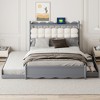 KIGFTSOD Queen Size Wooden Storage Platform Bed, with 2 Big Drawers, Twin-XL Size Trundle, One set of Sockets & USB Ports - 2 of 4