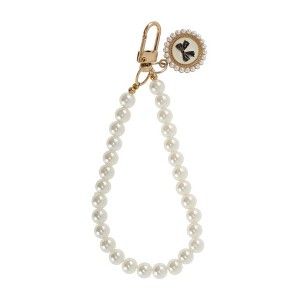 Unique Bargains Bow Faux Pearl Phone Charm Beige 1 Pc - 1 of 4