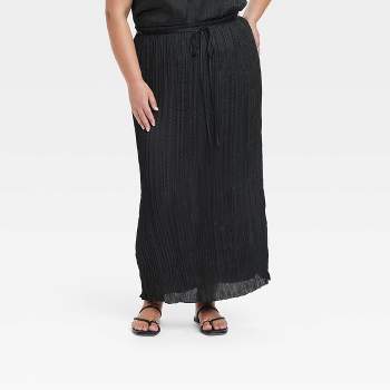 Women's Textured Crinkle Satin Midi Skirt - A New Day™