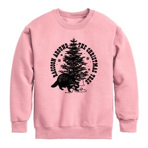 Boys' - Instant Message - Raccoon Around The Christmas Tree Graphic Long Sleeve Fleece Sweatshirt - 1 of 4
