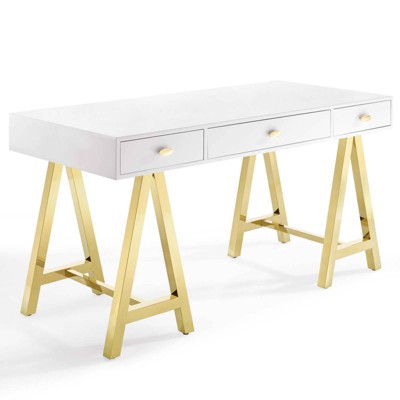 white and gold desk target