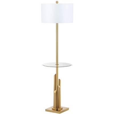 61" Ambrosio Floor Lamp Side Table Brass/Gold (Includes CFL Light Bulb) - Safavieh