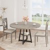 47Inch Round Dining Table, Round Dinner Table for 4, Industrial Kitchen Table w/ Wooden Top & Metal Base for Dining Room, Living Room(Only Table) - 3 of 4