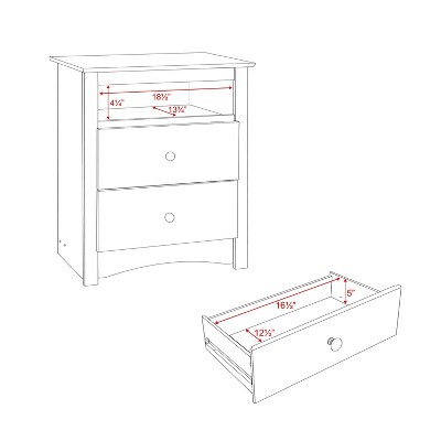 Espresso Tall 2-Drawer Nightstand with Open Shelf