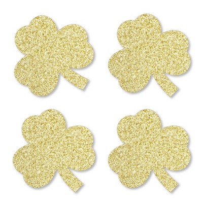 Big Dot of Happiness Gold Glitter Shamrocks - No-Mess Real Gold Glitter Cut-Outs - St. Patrick's Day Party Confetti - Set of 24