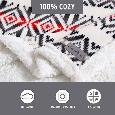 Mountain Village Chili Red and White Reversible Sherpa Throw Blanket