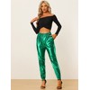 INSPIRE CHIC Women's Metallic Shiny Sparkle Elastic Waist Pants - 2 of 4