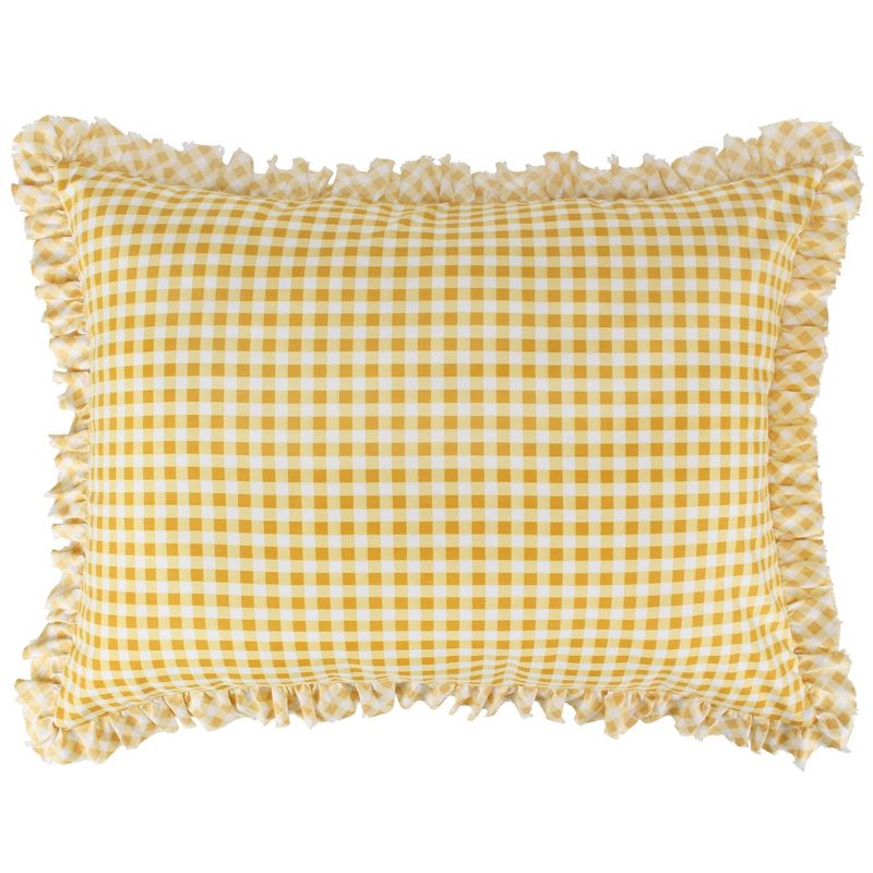 Somerset Ruffle-Trimmed Quilted Reversible Pillow Sham Gold by Greenland Home Fashions, 3 of 5