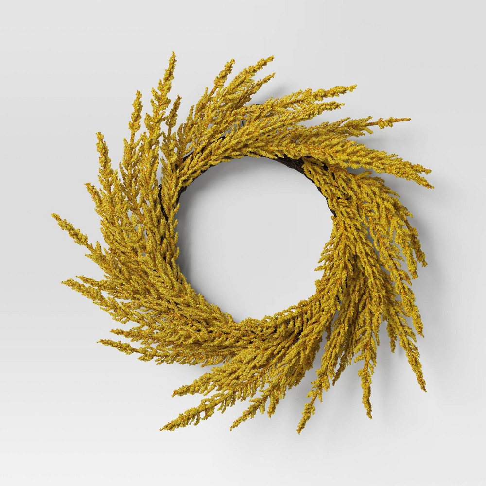 3.5" Goldenrod Artificial Fall Wreath Yellow - Threshold™