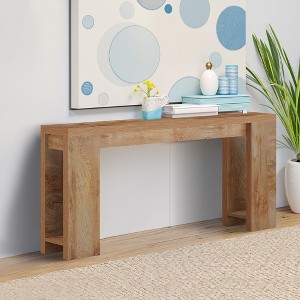 Lirago 70.9" Farmhouse Console Table Entryway Sofa Table for Living Room Rustic Hallway Table with 300lb Capacity Space Saving Design Brown - 1 of 4