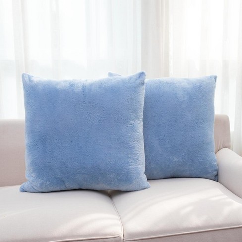Cheer Collection Embossed Faux Fur Throw Pillows - 18 x 18 - White/Blue -  Cheer Collection