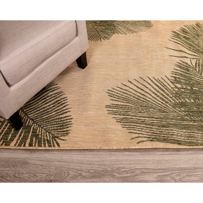 Palm Green Flat Woven Synthetic Indoor/Outdoor Rug
