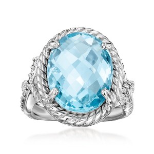 Ross-Simons 10.00 Carat Sky Blue Topaz Ring With .30 ct. t.w. White Topaz in Sterling Silver - 1 of 4