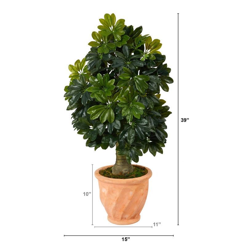 Nearly Natural 39-in Schefflera Artificial Tree in Terra-Cotta Planter (Real Touch), 2 of 5