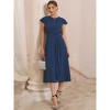 INSPIRE CHIC Women's Chiffon Cocktail Cap Sleeve Tie Waist Formal Wedding Guest Dresses - 3 of 4