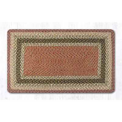 Earth Rugs Olive/ Burgundy/ Gray Oblong Braided Jute Rug – Rustic Farmhouse Handcrafted Accent Rug for Kitchen or Hallway