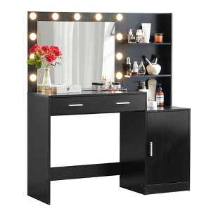 Vanity Desk with Mirror and Lights, 46.4IN Dressing Table with 2 Large Drawer&Large Vertical Organizer - 1 of 4