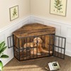 LOVMOR Corner Dog Crate Corner Side Table with Stainless Steel Bowls - 2 of 4