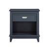 Vynxaria Classic 1-Drawer Nightstand - Navy Blue Finish, Bottom Storage Cubby, Polished Nickel Ring Pulls - 3 of 4