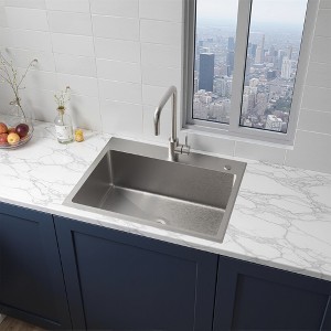Wooakway 24" Silver Stainless Steel Utility Sink with Faucet Hoses and Drain Kit - 1 of 4