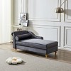 Modern Velvet Chaise Lounge Chair w/Storage&Round Pillow,Soft Upholstery,Easy Assembly,Stylish Gold Legs, for Bedroom, Living Room - 4 of 4