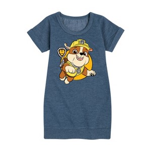 Girls' - Paw Patrol - Rubble Sketch Graphic Short Sleeve Fleece Dress - 1 of 4