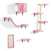 DOMETOUR 5 Pcs Wall Mounted Cat Climber Set, Floating Cat Shelves and Perches, Cat Activity Tree with Scratching Posts - 3 of 4