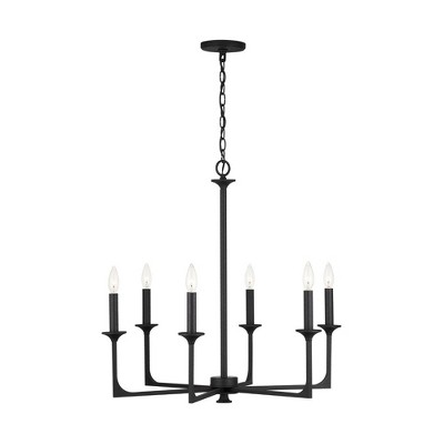 Transitional Black Iron 6-Light Chandelier with Incandescent Glow