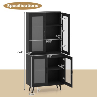 Costway Kitchen Pantry Cabinet with Translucent Fluted Doors & Adjustable Shelf — фото 3