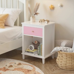 26.77''H Wooden Nightstand with One Drawer One Shelf for Kids - 1 of 4
