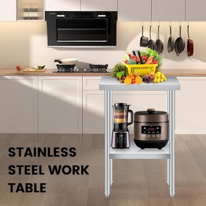 Nasitip Stainless Steel Work Table with Adjustable Undershelf, Heavy-Duty Prep Table for Kitchen, Restaurant, Garage – Silver - 1 of 4