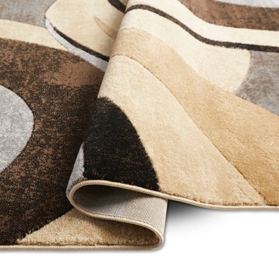 Tribeca Brown and Grey Abstract Round Tufted Area Rug
