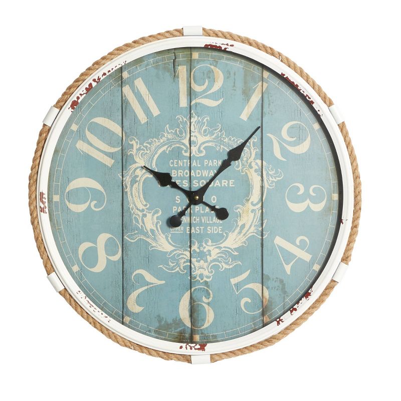 Metal Wall Clock with Rope Accents - Olivia & May, 1 of 9