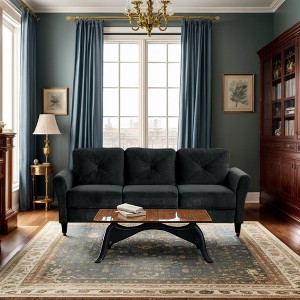 Velvet 3-seater Sofa for Living Room Bedroom Office with Supportive Cushions and Sturdy Hardwood Frame - 1 of 4