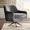 Studio 55D Ames Quilted Gray Velvet Swivel Chair - 2 of 4