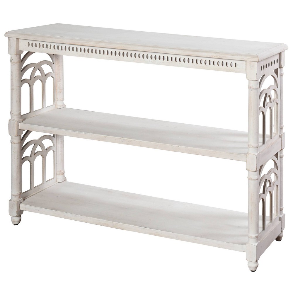 Photos - Coffee Table 3 Tier Console Table Distressed White - Stylecraft