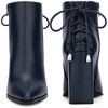 BLISSFUL STEP Women's Pointed Toe Chunky Heel Back Lace Up Ankle Boots - 2 of 3