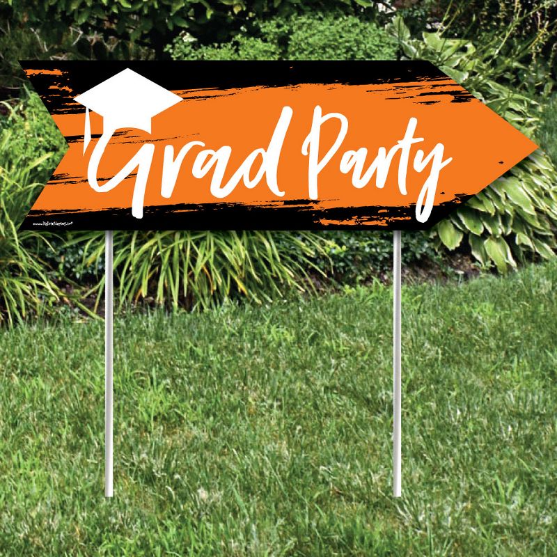 Big Dot of Happiness Orange Graduation Party Sign Arrow - Double Sided Directional Yard Signs - Set of 2, 2 of 8