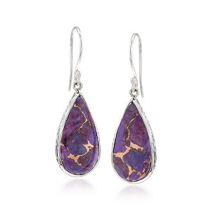 Ross-Simons Teardrop Purple Turquoise Earrings in Sterling Silver - 1 of 4