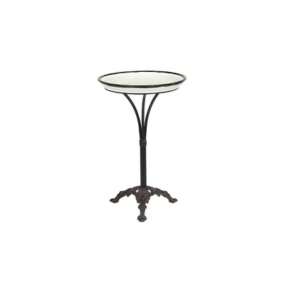 Round Accent Table with White Enamel Top Black - Olivia & May
