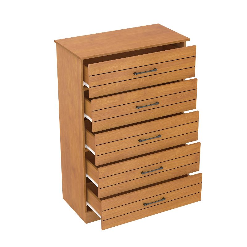 Galano Elis 5 Drawers 31.5 in. Wide Chest of Drawer in Ivory with Knotty Oak, Amber Walnut, 5 of 13